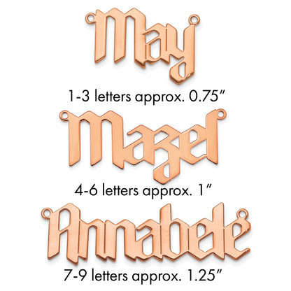 Roségoldbeschichtet Poliert New Gothic Textura Schriftart Name Platte