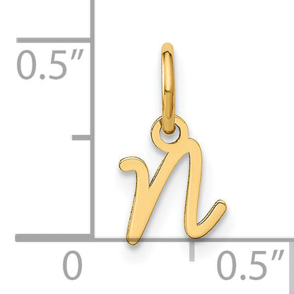 14K Gelbgold 14ky Upper Gehäuse Buchstabe N Initiale Charm