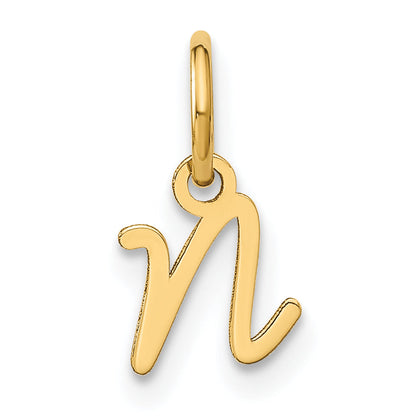14K Gelbgold 14ky Upper Gehäuse Buchstabe N Initiale Charm