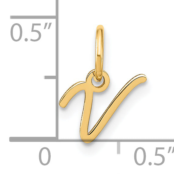 14K Gelbgold 14ky Upper Gehäuse Buchstabe V Initiale Charm