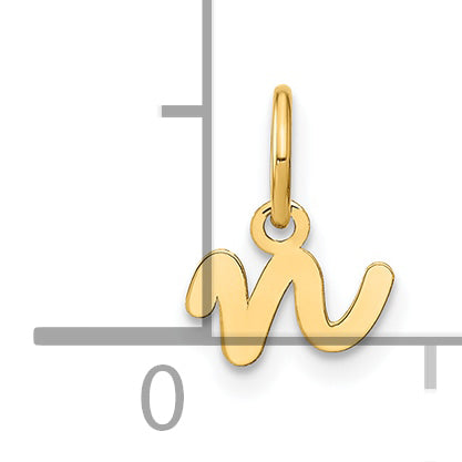 14K Gelbgold 14ky Lower Gehäuse Buchstabe N Initiale Charm