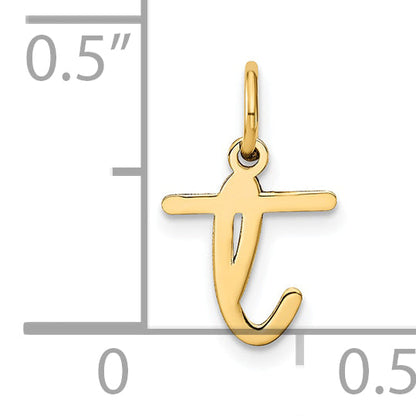 14K Gelbgold 14ky Lower Gehäuse Buchstabe T Initiale Charm