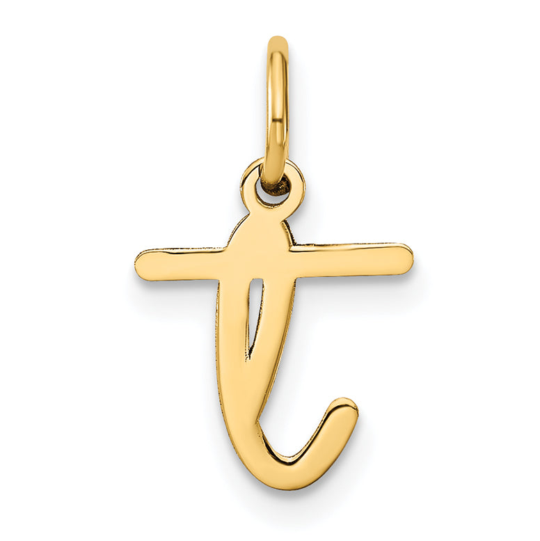14K Gelbgold 14ky Lower Gehäuse Buchstabe T Initiale Charm