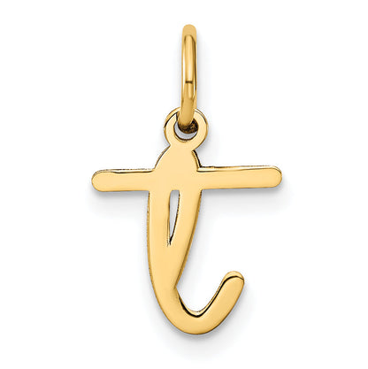 14K Gelbgold 14ky Lower Gehäuse Buchstabe T Initiale Charm