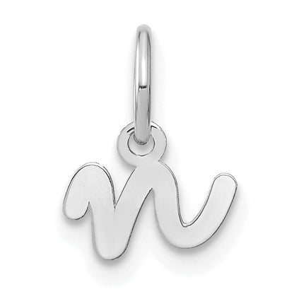 14K Weißgold 14kw Lower Gehäuse Buchstabe N Initiale Charm