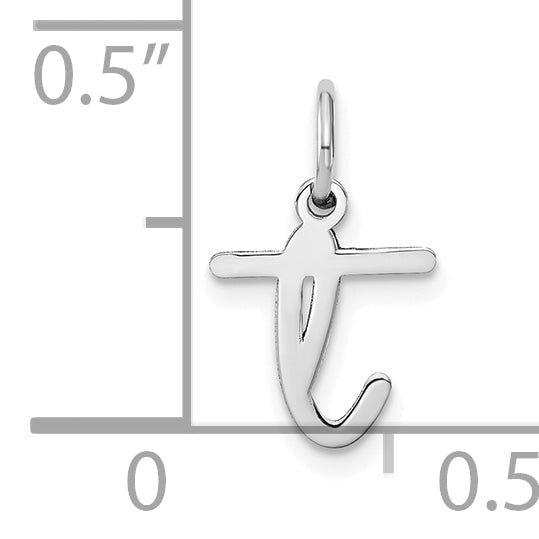 14K Weißgold 14kw Lower Gehäuse Buchstabe T Initiale Charm