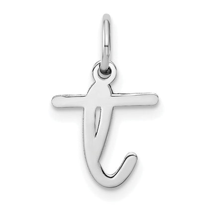 14K Weißgold 14kw Lower Gehäuse Buchstabe T Initiale Charm