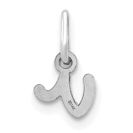 14K Weißgold 14kw Lower Gehäuse Buchstabe V Initiale Charm