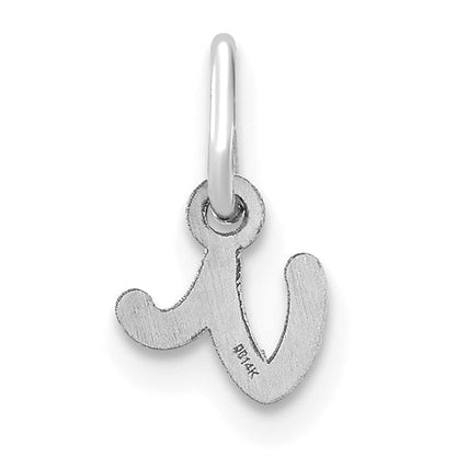 14K Weißgold 14kw Lower Gehäuse Buchstabe V Initiale Charm
