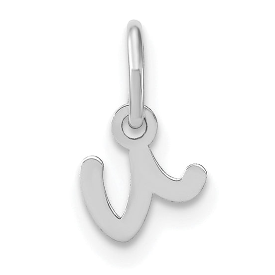 14K Weißgold 14kw Lower Gehäuse Buchstabe V Initiale Charm