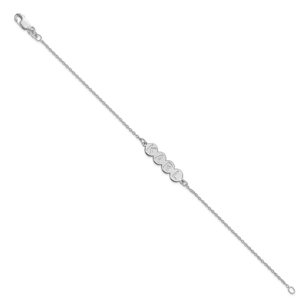 Sterlingsilber Silber/rhodiniert 4 Buchstabe Blase Armband