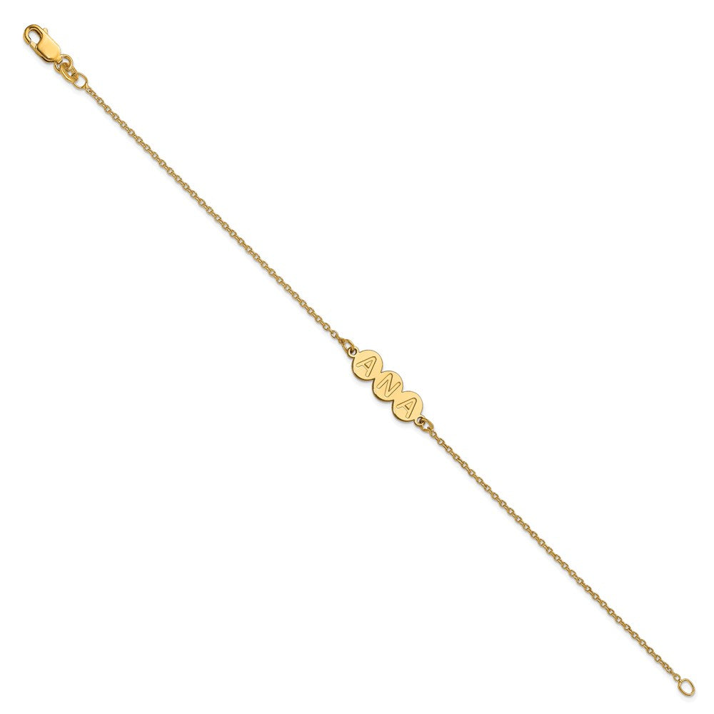 Vergoldet Sterlingsilber /gold 3 Buchstabe Blase Armband