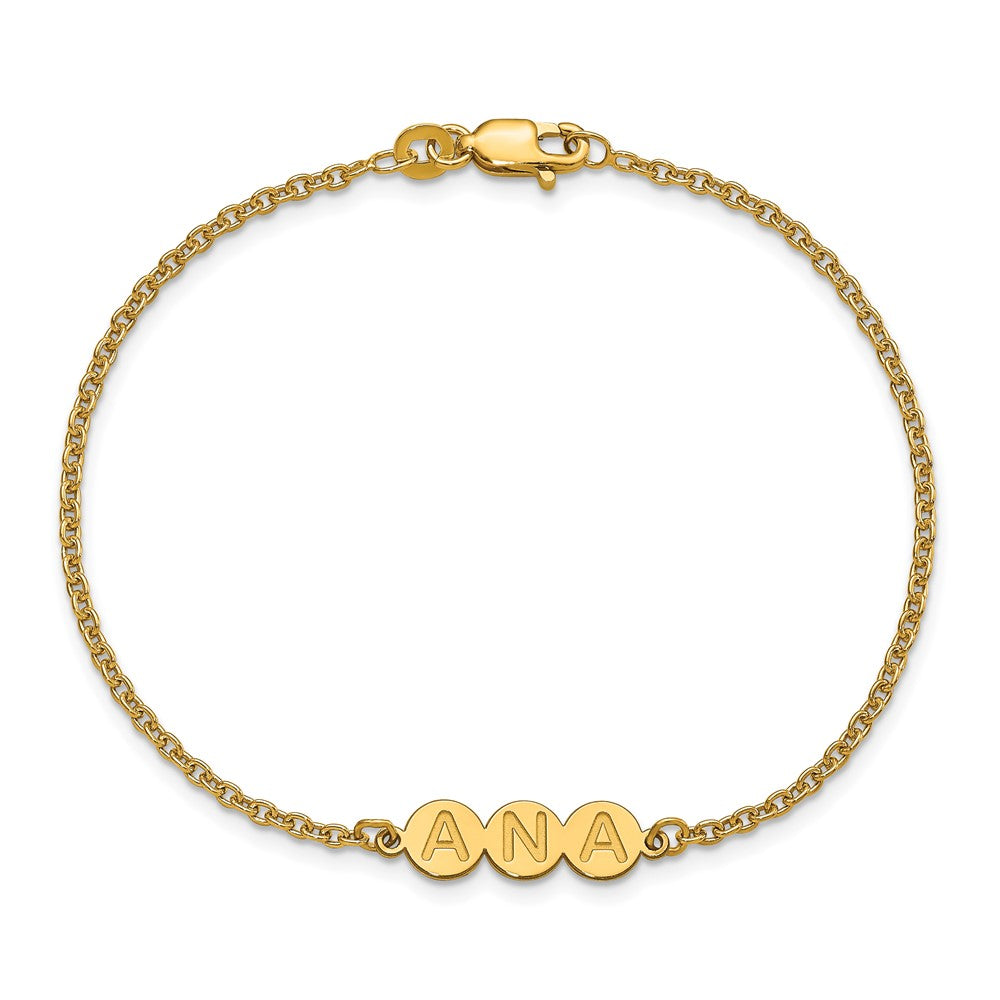 Vergoldet Sterlingsilber /gold 3 Buchstabe Blase Armband