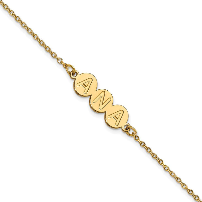 Vergoldet Sterlingsilber /gold 3 Buchstabe Blase Armband