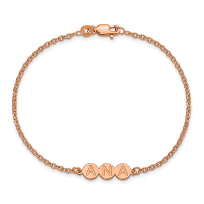 Roségoldbeschichtet Sterlingsilber /rose 3 Buchstabe Blase Armband