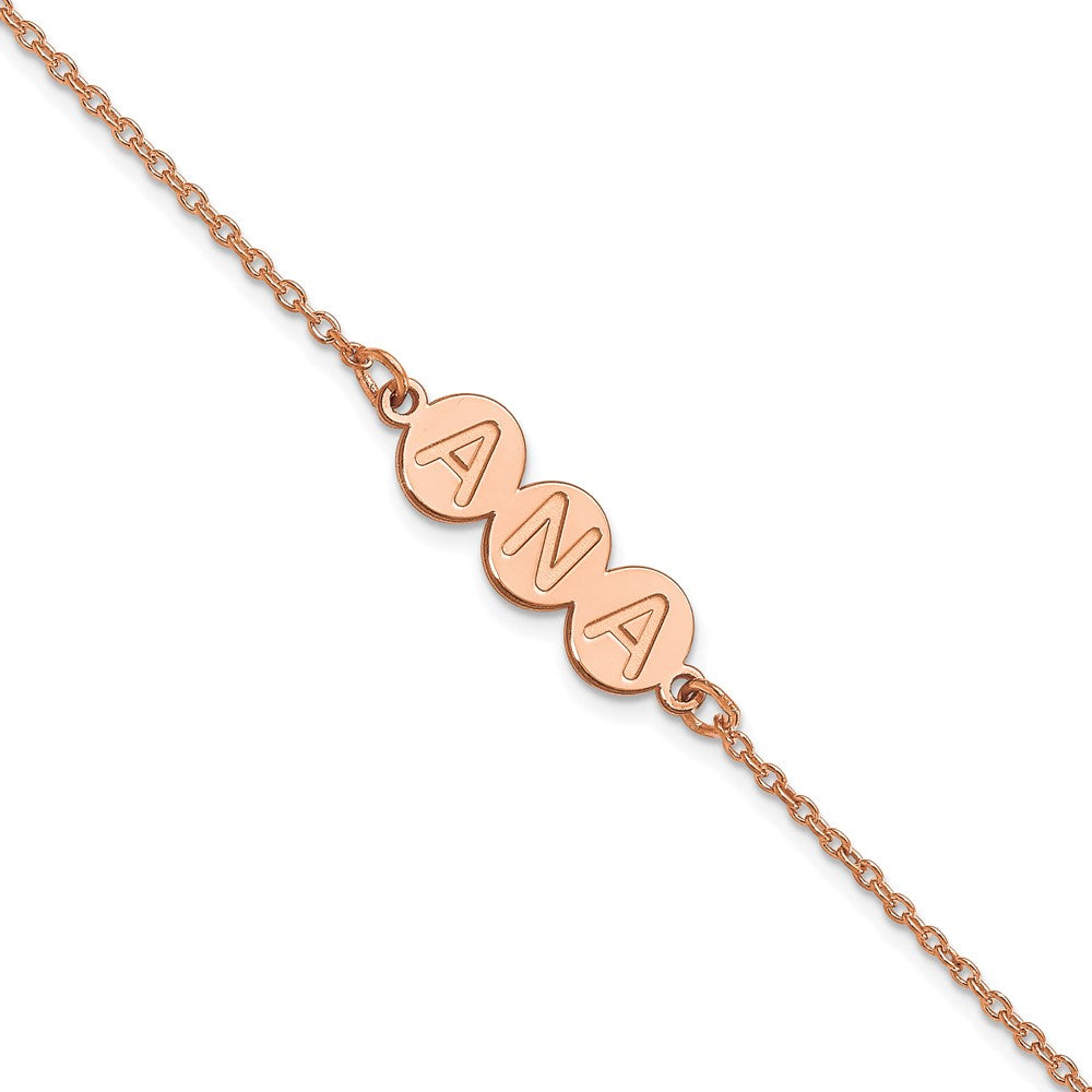 Roségoldbeschichtet Sterlingsilber /rose 3 Buchstabe Blase Armband