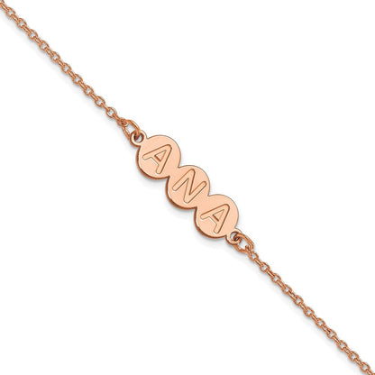 Roségoldbeschichtet Sterlingsilber /rose 3 Buchstabe Blase Armband