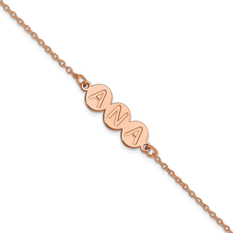 Roségoldbeschichtet Sterlingsilber /rose 3 Buchstabe Blase Armband
