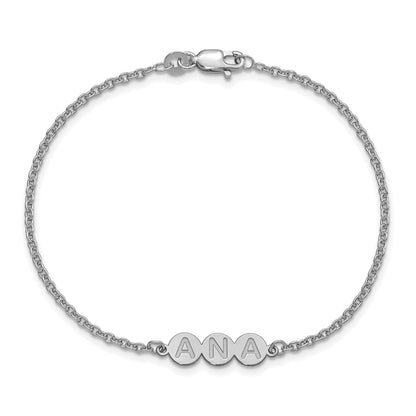 Sterlingsilber Silber/rhodiniert 3 Buchstabe Blase Armband