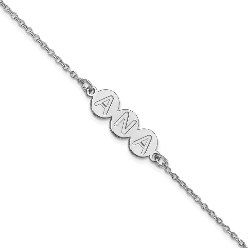 Sterlingsilber Silber/rhodiniert 3 Buchstabe Blase Armband