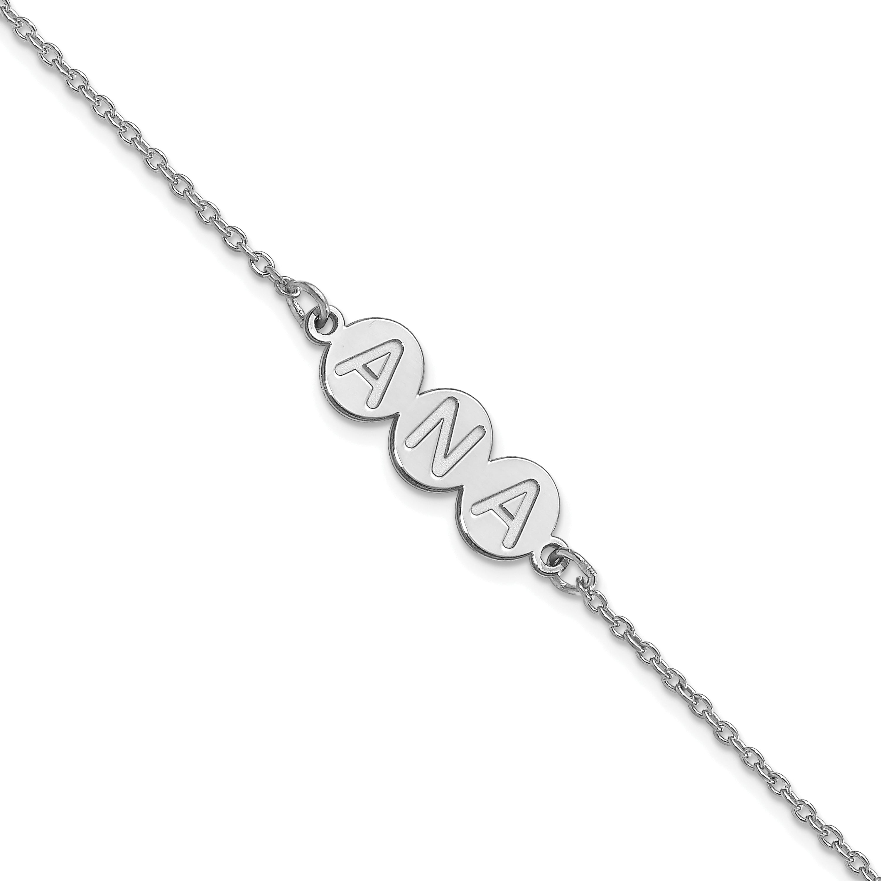 14K Weißgold 3 Buchstabe Blase Armband