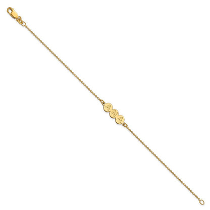 14K Gelbgold 3 Buchstabe Blase Armband