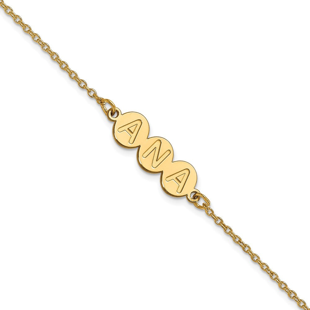 14K Gelbgold 3 Buchstabe Blase Armband