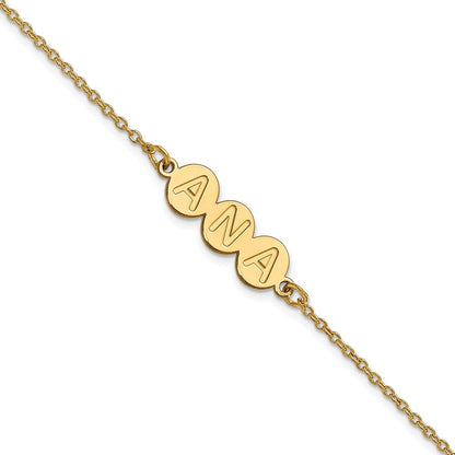 14K Gelbgold 3 Buchstabe Blase Armband