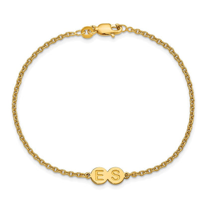 Vergoldet Sterlingsilber /gold 2 Buchstabe Blase Armband