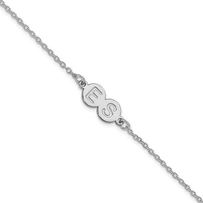 Sterlingsilber Silber/rhodiniert 2 Buchstabe Blase Armband