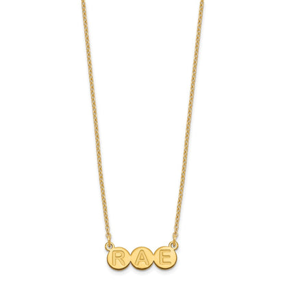 Vergoldet Sterlingsilber /gold 3 Buchstabe Blase Halskette