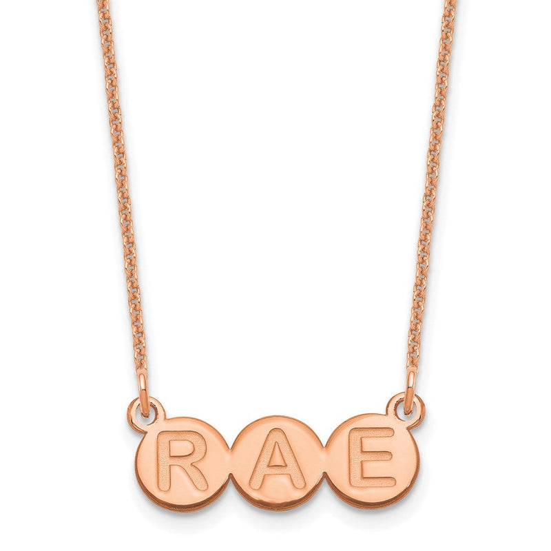 14K Roségold 3 Buchstabe Blase Halskette