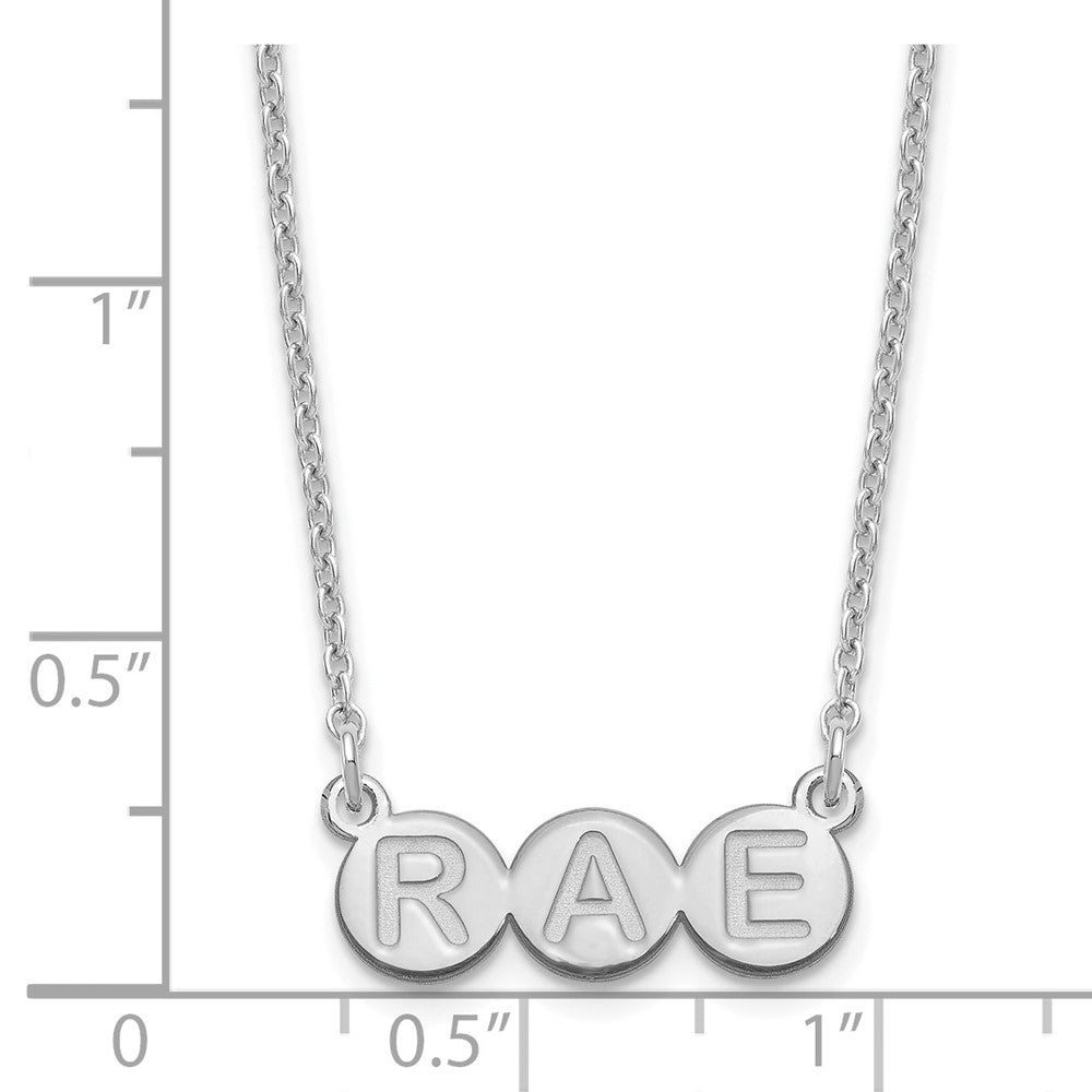 Sterlingsilber Silber/rhodiniert 3 Buchstabe Blase Halskette