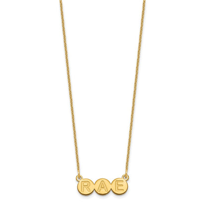 14K Gelbgold 3 Buchstabe Blase Halskette
