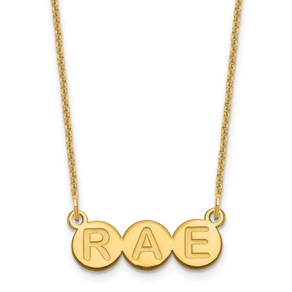 14K Gelbgold 3 Buchstabe Blase Halskette