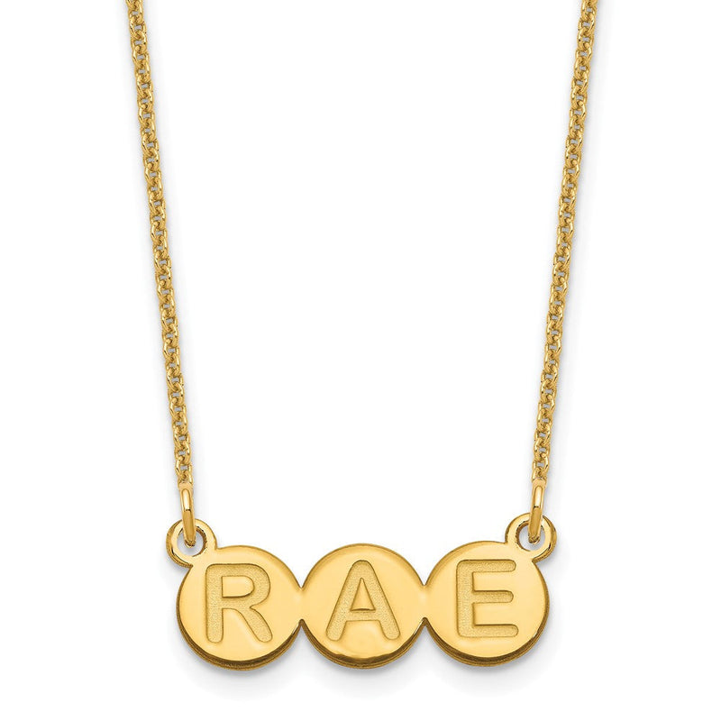 14K Gelbgold 3 Buchstabe Blase Halskette