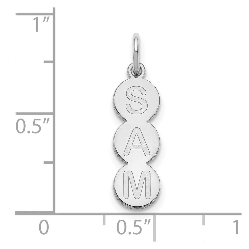 Sterlingsilber Silber/rhodiniert 3 Buchstabe Blase Anhänger