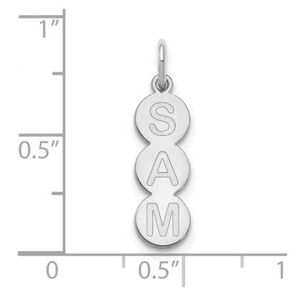 Sterlingsilber Silber/rhodiniert 3 Buchstabe Blase Anhänger