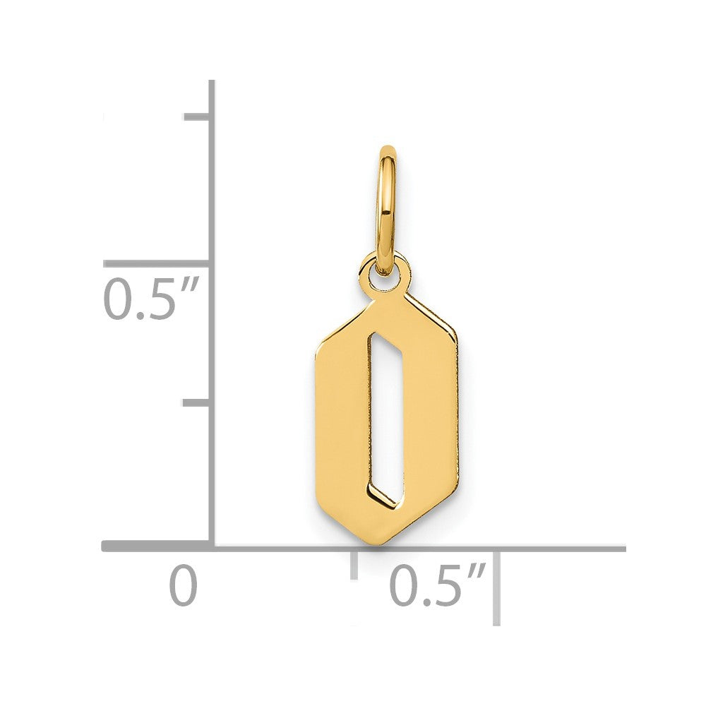 14K Gelbgold 14ky Buchstabe O Initiale Anhänger