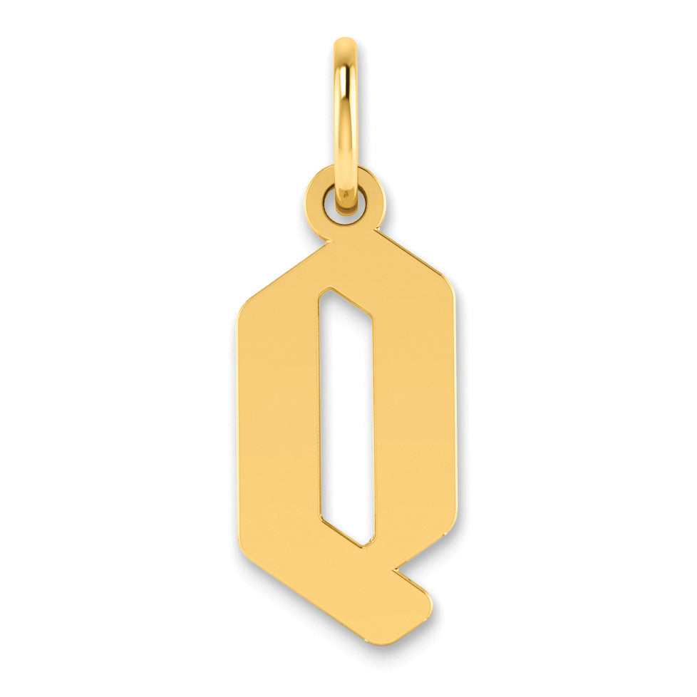 14K Gelbgold 14ky Buchstabe Q Initiale Anhänger
