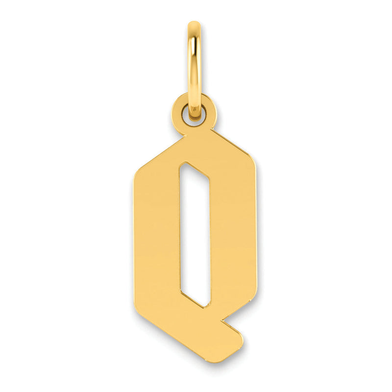 14K Gelbgold 14ky Buchstabe Q Initiale Anhänger