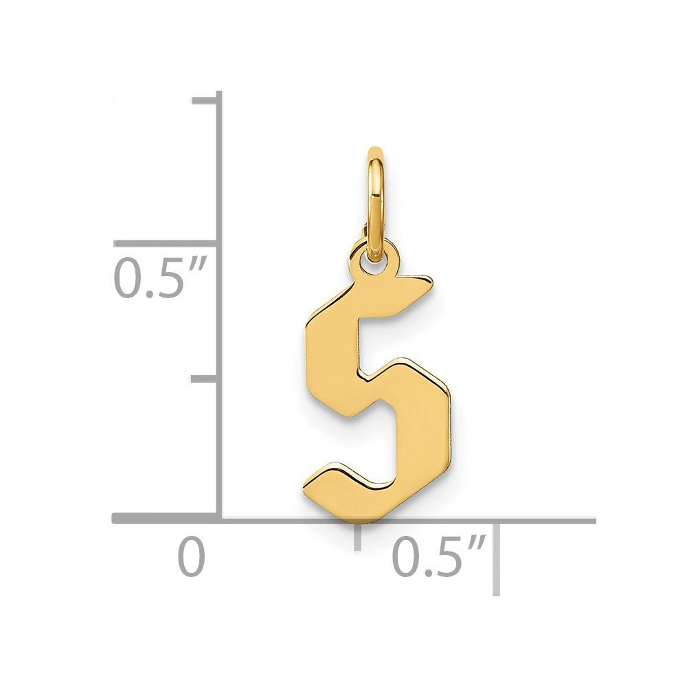 14K Gelbgold 14ky Buchstabe S Initiale Anhänger