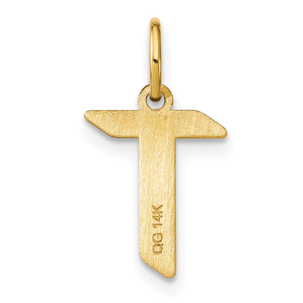 14K Gelbgold 14ky Buchstabe T Initiale Anhänger