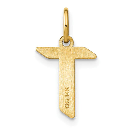 14K Gelbgold 14ky Buchstabe T Initiale Anhänger