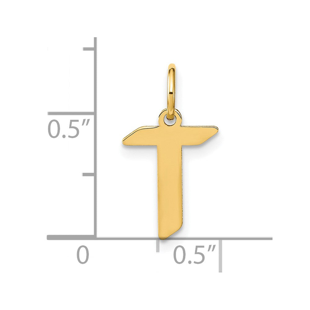 14K Gelbgold 14ky Buchstabe T Initiale Anhänger