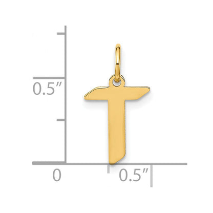 14K Gelbgold 14ky Buchstabe T Initiale Anhänger