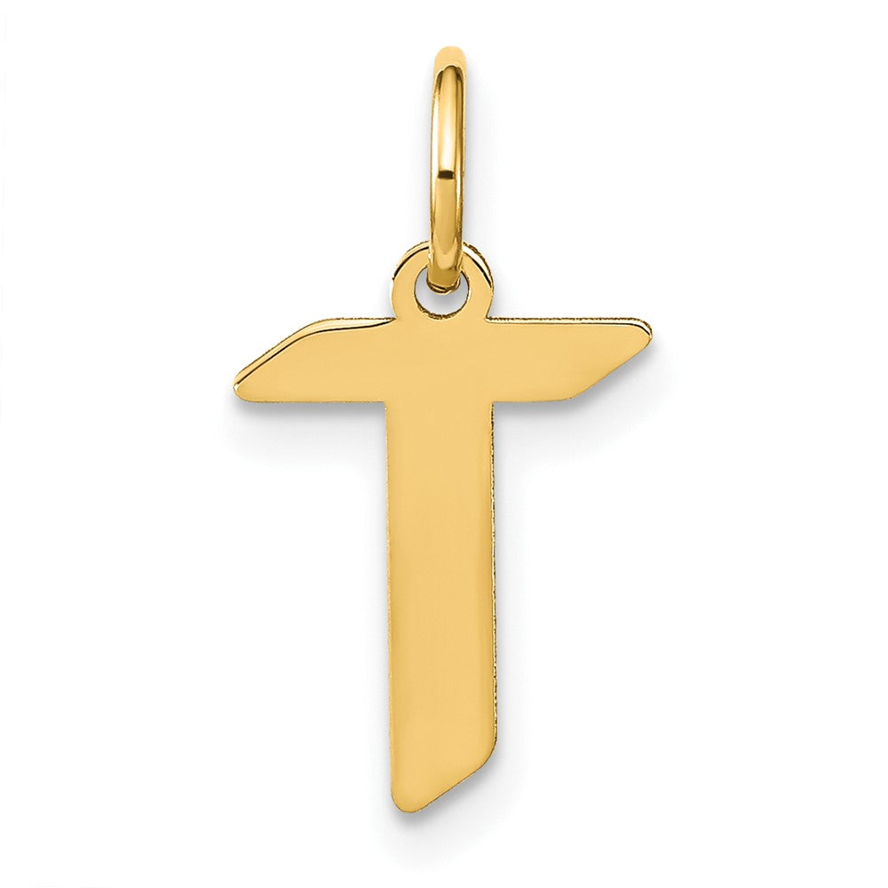 14K Gelbgold 14ky Buchstabe T Initiale Anhänger