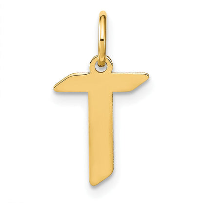 14K Gelbgold 14ky Buchstabe T Initiale Anhänger
