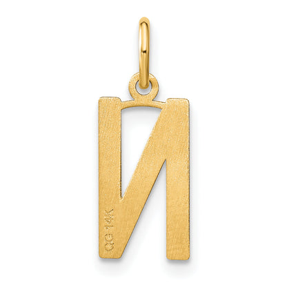 14K Gelbgold 14ky Buchstabe N Initiale Anhänger