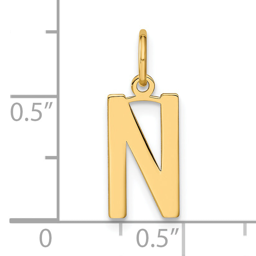 14K Gelbgold 14ky Buchstabe N Initiale Anhänger